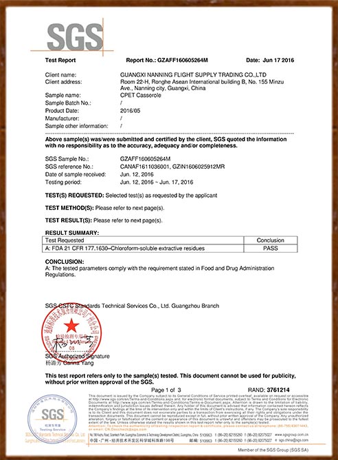 Low and High Temperature Resistance Certificate Page 1