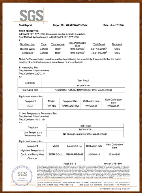 Low and High Temperature Resistance Certificate Page 2